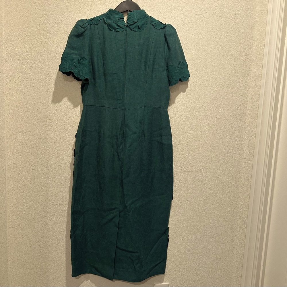 ANTONIO MELANI Emerald Green Midi Dress with Puff Sleeves - Picture 7 of 10